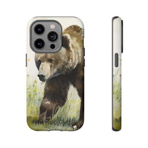Grizzly Bear in a Field - Impact Resistant Phone Case iPhone 14 Pro Matte